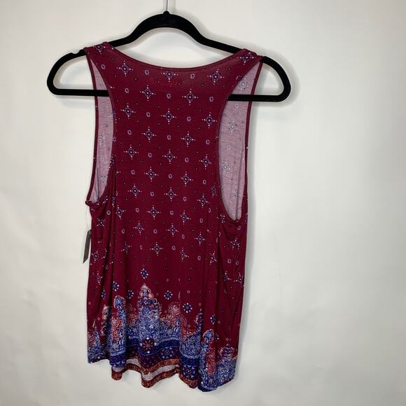 NWT Flowy Tank Top Sz Large Burgundy Blue Orange Medallion - Picture 6 of 10